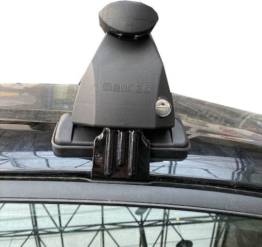 Menabo Steel Car Roof Bars for Toyota Auris and Corolla 5D Set with Roof Rack Legs Silver