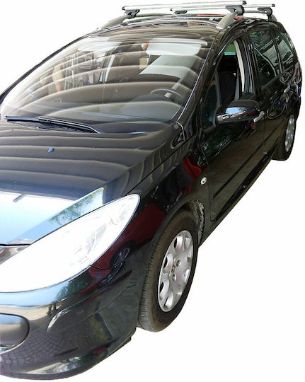 Menabo Μπάρες Οροφής Αλουμινίου για Peugeot 307 (Σετ με πόδια) Ασημί