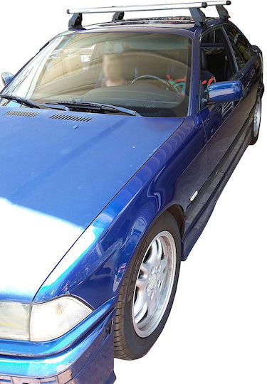 Menabo Aluminum Car Roof Bars for BMW Series 3 3D 1992-1998 Set with Roof Rack Legs and Lock Silver