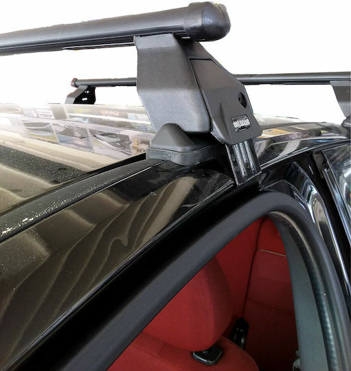 Menabo Metallic Car Roof Bars for Mitsubishi Colt 5D Set with Roof Rack Legs Silver
