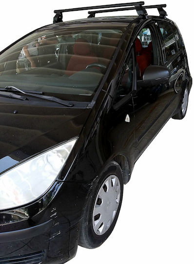 Menabo Metallic Car Roof Bars for Mitsubishi Colt 5D Set with Roof Rack Legs Silver