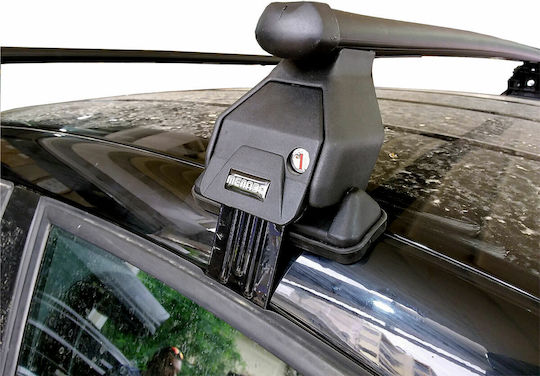 Menabo Steel Car Roof Bars for Audi A2 5D Set with Roof Rack Legs Silver