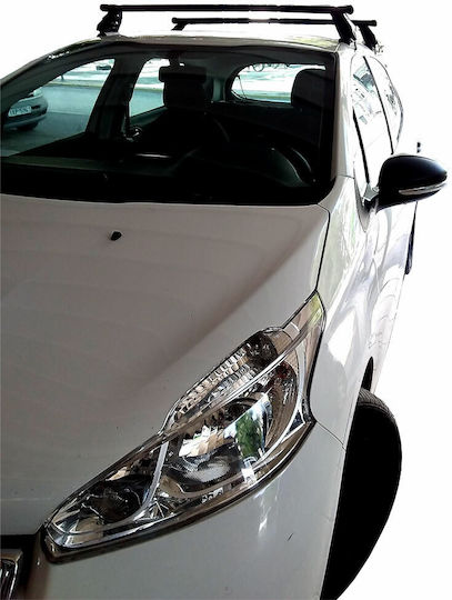 Menabo Steel Car Roof Bars for Peugeot 208 5D Set with Roof Rack Legs Silver