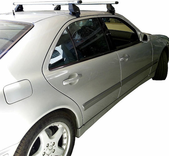 Menabo Aluminum Car Roof Bars for Mercedes-Benz E Class 1995-2002 Set with Roof Rack Legs Silver M.P. MW210.02
