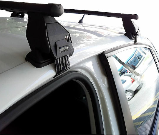 Menabo Steel Car Roof Bars for Peugeot 208 5D Set with Roof Rack Legs Silver