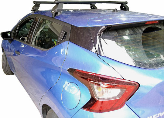 Menabo Steel Car Roof Bars for Nissan Micra 5D Set with Roof Rack Legs Silver