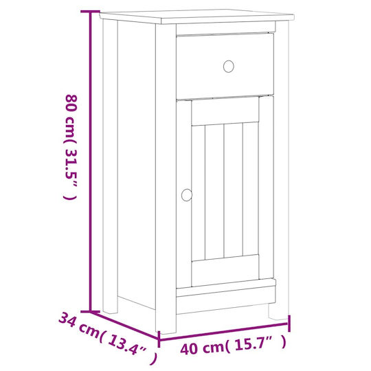 vidaXL Στήλη Μπάνιου Τοίχου Μ40xΒ34xΥ80cm Μαύρη