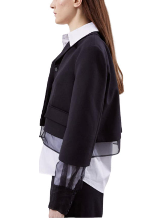 Meimeij Kurz Damen Blazer Schwarz