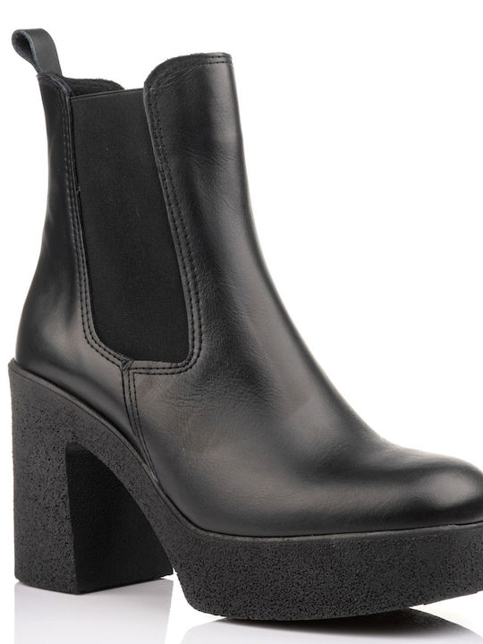 Carad Shoes Leather Women's Ankle Boots with High Heel Black