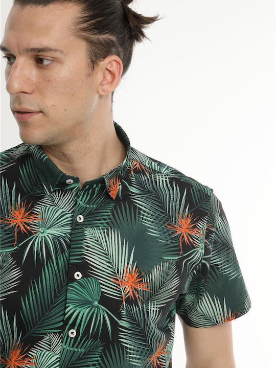 Short-sleeved Shirt Floral Black