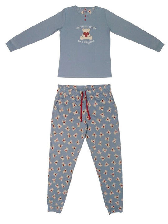 Noidinotte Iarnă Set pijama femei Albastru deschis