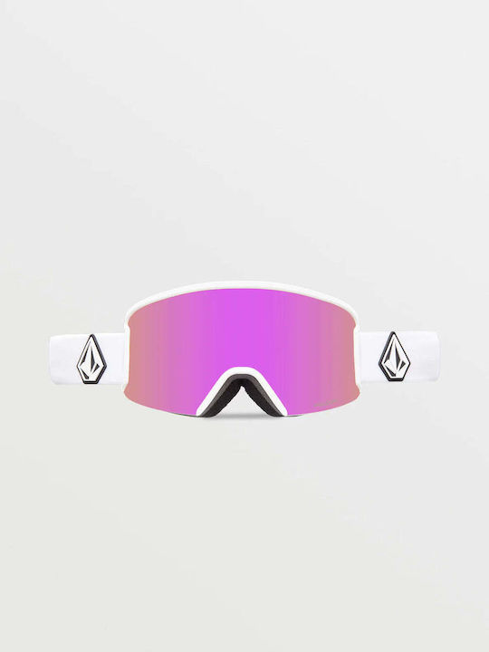 Volcom Garden Ski & Snowboard Goggles Adults White with Polarized Lens in Pink Color