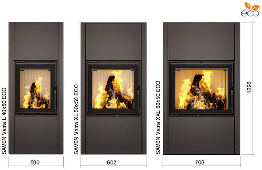 Saven Vatra XXL Κεραμική Ξυλόσομπα 10.2kW Black