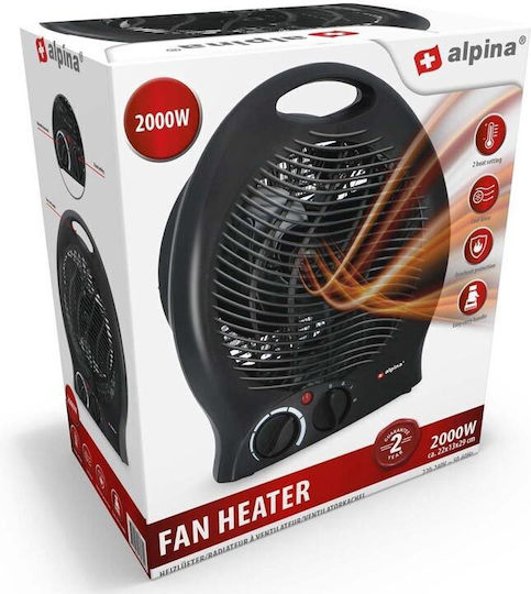 Alpina Appliances Αερόθερμο Δωματίου Δαπέδου Μαύρο 2000W