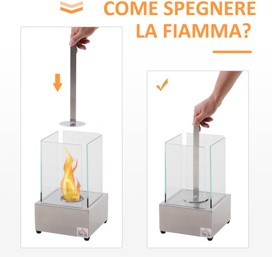 HomCom Internal / Outdoor Floor Bioethanol Fireplace Gray