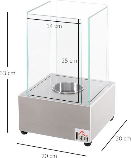 HomCom Internal / Outdoor Floor Bioethanol Fireplace Gray