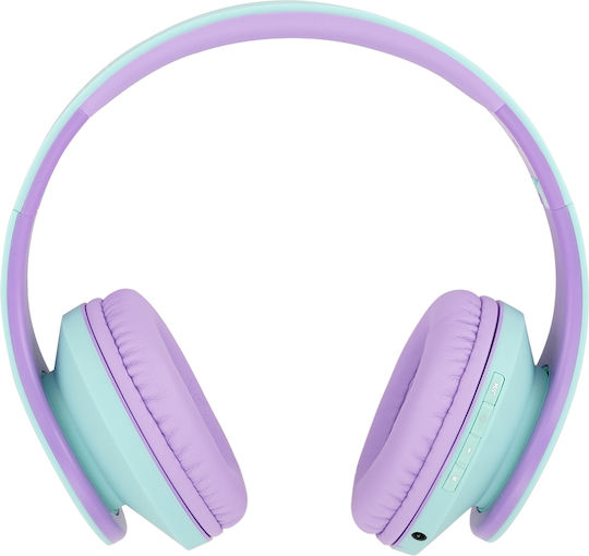 PowerLocus P2 Wireless / Wired Over Ear Headphones with Radio Violet / Green