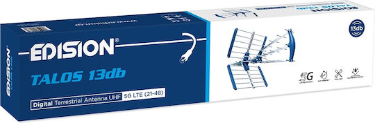 Edision Talos 26-00-0021 Outdoor TV Antenna (Does not Require Power Supply) 13db 5G 21-48 Blue