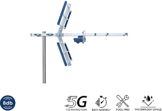 Edision Yagi 26-00-0001 Outdoor TV Antenna (Does not Require Power Supply) 8db 5G 21-48 Black