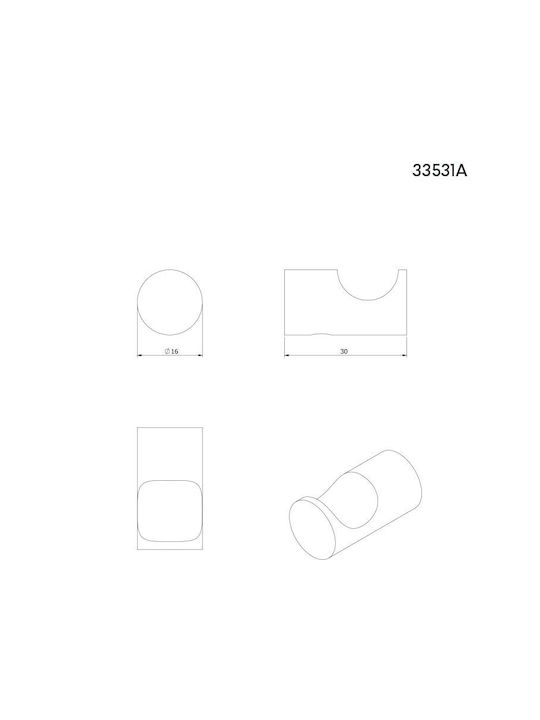 Langberger Series Άγκιστρο Μπάνιου Μονό με Βίδες ​1.6x3cm Ασημί
