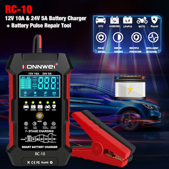 Konnwei RC10 Αναλογικό Battery Tester