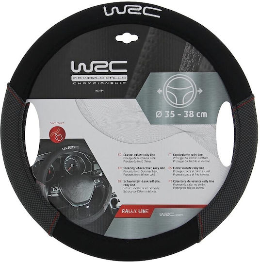 WRC Car Steering Wheel Cover with Diameter 35-38cm Synthetic Black with Black Stitching