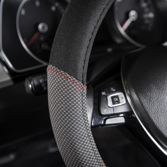 WRC Car Steering Wheel Cover with Diameter 35-38cm Synthetic Black with Black Stitching