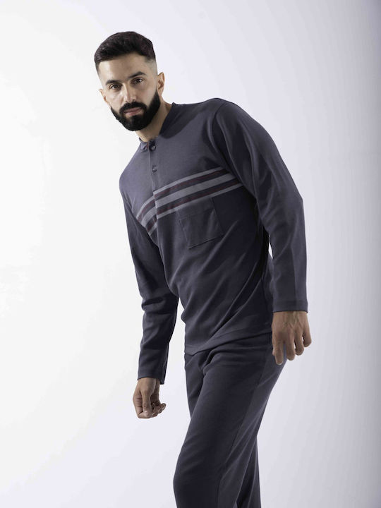 Cherry Underwear Men's Winter Pajamas Set Gray