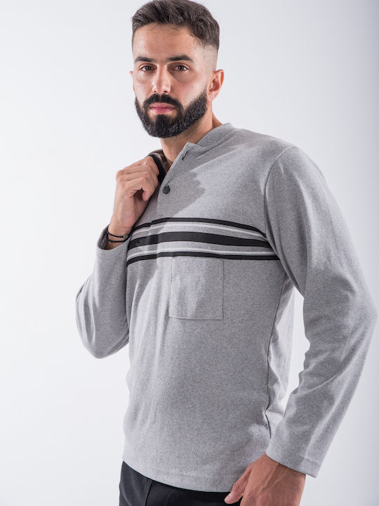 Cherry Underwear Men's Winter Pajamas Set Gray