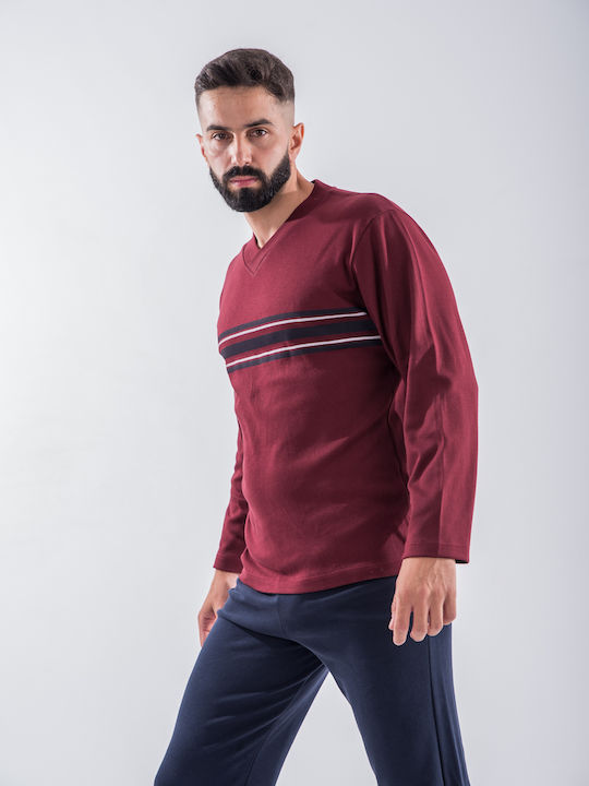 Cherry Underwear Men's Winter Pajamas Set Bordeaux.