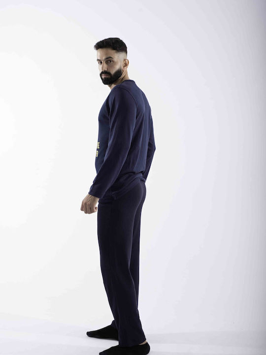 Cherry Underwear Men's Winter Pajamas Set Blue