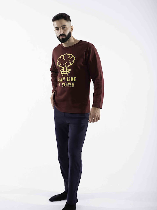 Cherry Underwear Men's Winter Pajamas Set Bordeaux.