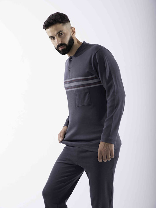 Cherry Underwear Men's Winter Pajamas Set Gray
