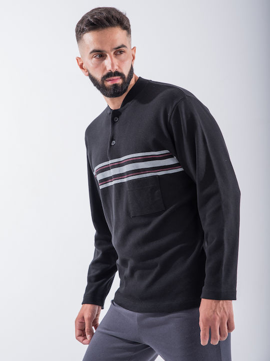 Cherry Underwear Men's Winter Pajamas Set Black