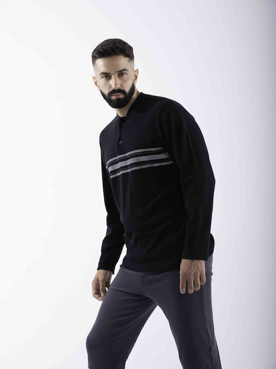 Cherry Underwear Men's Winter Pajamas Set Black