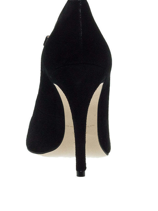 Mourtzi Suede Black Heels with Strap