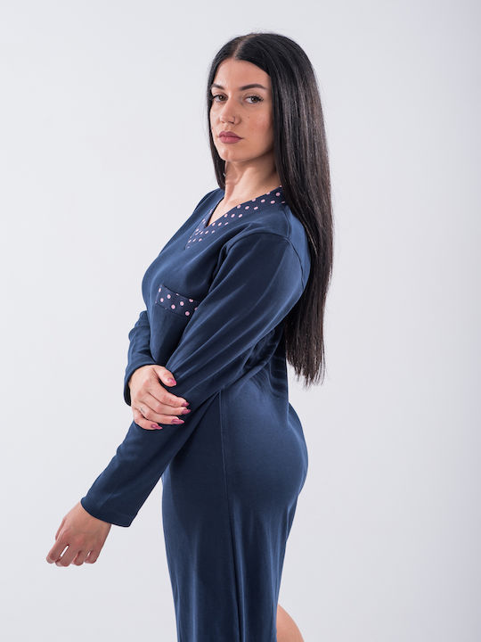 Cherry Underwear Зимна Дамска Нощница Blue.