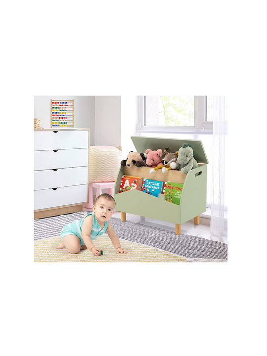 Costway Kids Wooden Toy Storage Box Green 60x30x44cm