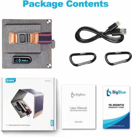 Bigblue Îndoit Încărcător solar Portable Devices 14W cu conexiune USB (1000-41890036)