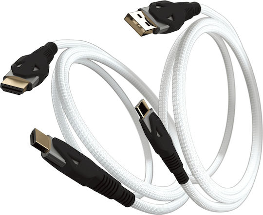 Gioteck Viper Kabel Pack (HDMI & USB-C) HDMI 2.1 Ultra High Speed 48Gbps 4K 120Hz HDR VRR Geflochtenes HDMI-Stecker - HDMI-Stecker 2m Weiß