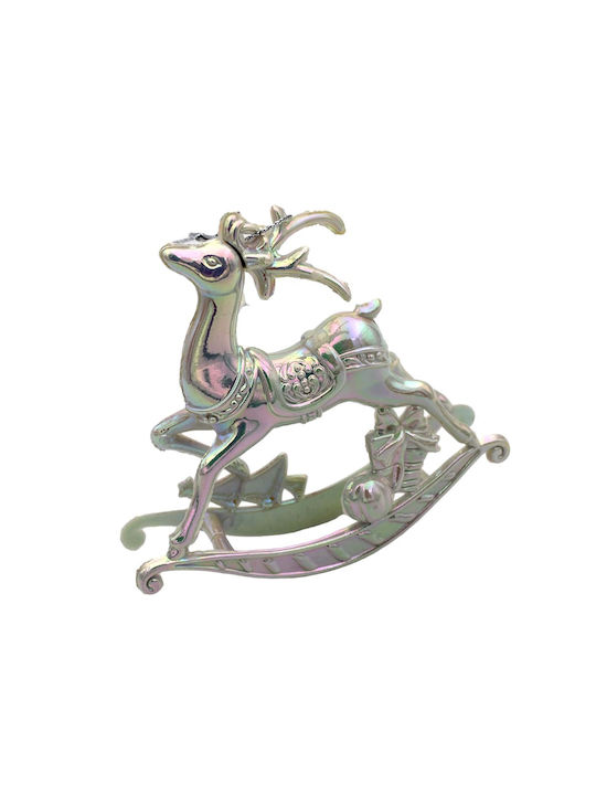 Christmas Plastic Deer Ornament Silver 10x10cm