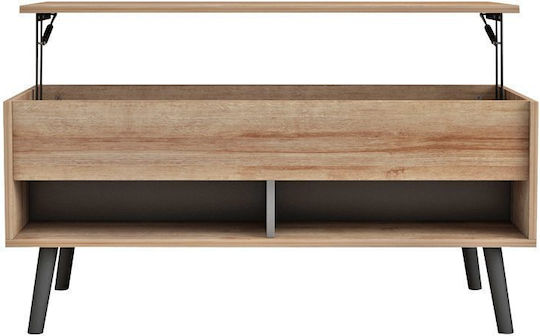 Rectangular Central Coffee Table Skyfi Wooden with Lifting Mechanism Natural-Anthracite M100xW60xH45cm