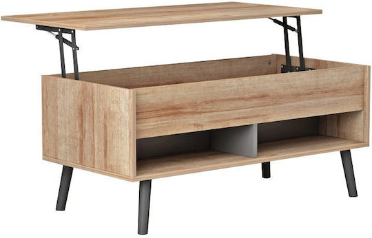 Rectangular Central Coffee Table Skyfi Wooden with Lifting Mechanism Natural-Anthracite M100xW60xH45cm