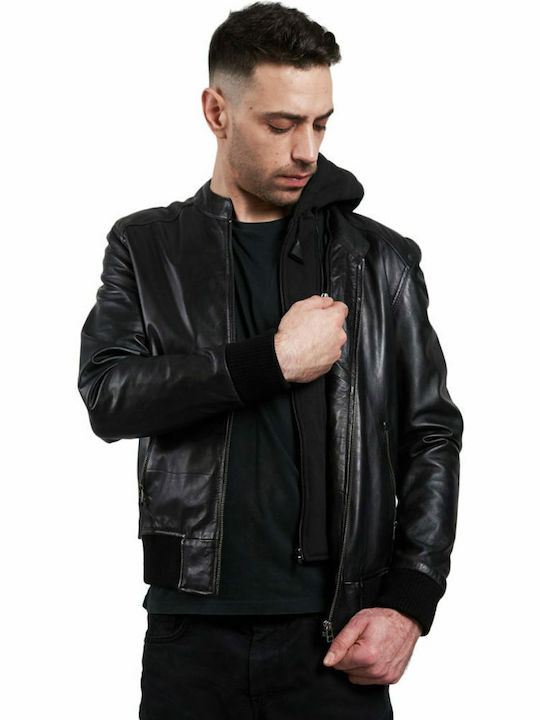 Leatherland Men's Winter Leather Jacket BLACK