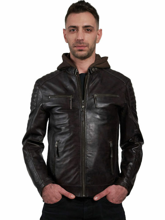 Leatherland Herren Winter Jacke Leder ΚΑΦΕ