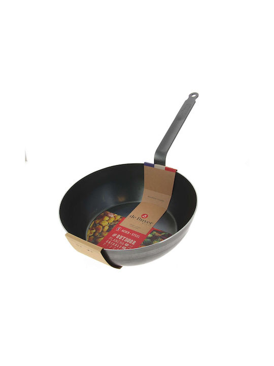 De Buyer Outdoor Blue Steel Pan made of Carbon Steel with Non-Stick Coating 28cm
