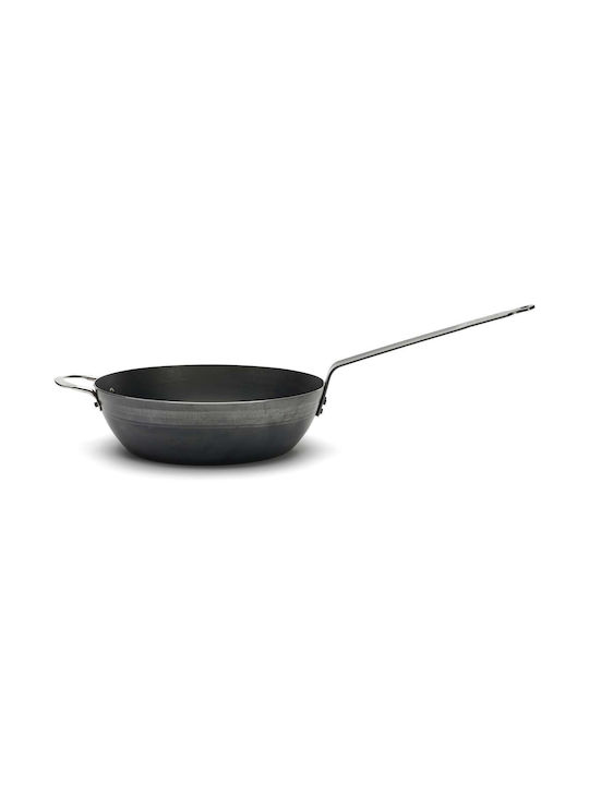De Buyer Outdoor Blue Steel Wok made of Carbon Steel with Non-Stick Coating 32cm