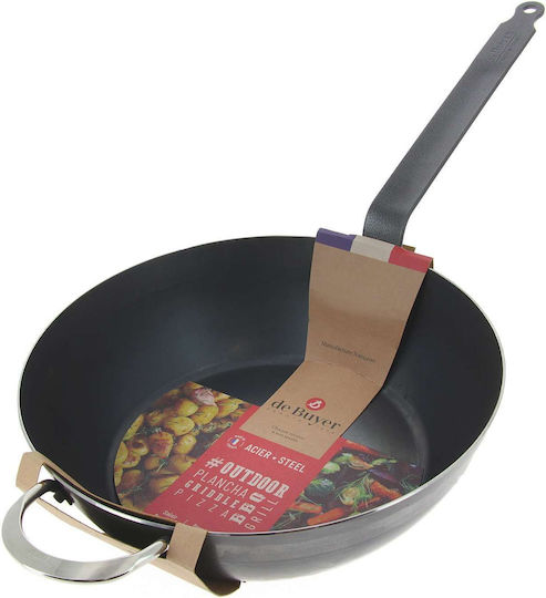 De Buyer Outdoor Blue Steel Wok από Ανθρακούχο Χάλυβα με Αντικολλητική Επίστρωση 32cm
