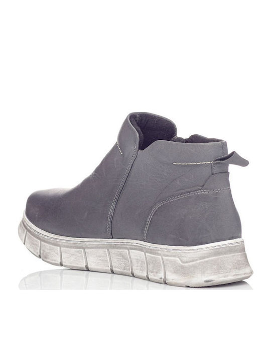 Leather Women's Ankle Boots Gray