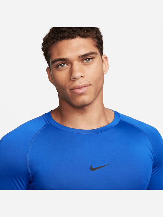 Nike Pro Dri-FIT Ανδρική Ισοθερμική Μακρυμάνικη Μπλούζα Compression Μπλε
